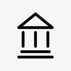 Line Bank icon. Financial building vector. Courthouse symbol.