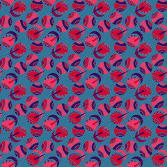 Seamless cute pattern with chaotic circles, triangles for kids