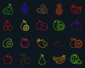 exotic fruits, vegetarian set icon symbol template for graphic and web design collection logo vector illustration