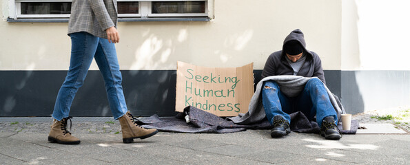 Begging Poor Man - obrazy, fototapety, plakaty