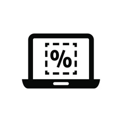 Laptop and percent icon vector graphic illustration