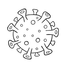 Cartoon vector illustration of microscopic view of virus, coronavirus