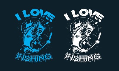 Fishing quote vector design template saying Tee shirt vintage typography.