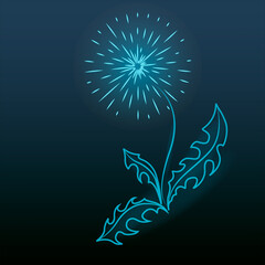 Fototapeta na wymiar Blue dandelion on a blue background. Vector illustration.