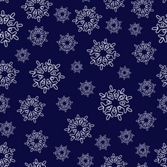 Naklejka na ściany i meble Cute white snowflakes. Seamless pattern. Winter background. Vector.