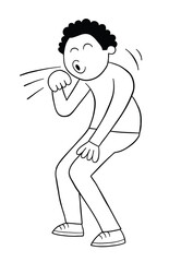 Cartoon man coughing, vector illustration