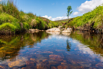 Landscape of Dargle river in Glensoulan Valley, Wicklow mountains, Ireland