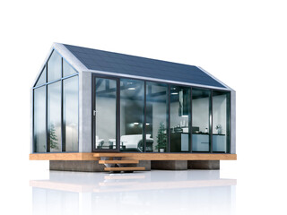 Isolated luxury modular house on the white background. 3d illustration