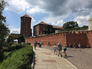 The Wawel Bernardine Gate and the Sandomierska Tower at the Wawel Castle Complex in Krakow, Poland