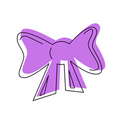Purple bow in the style of a doodle.