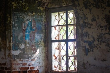 The face of the saint, preserved on the wall of an abandoned church
