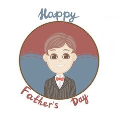 Greeting card for the international holiday Father's Day. Father man in handsome black formal suit