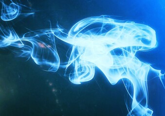 発光する抽象的な青い煙