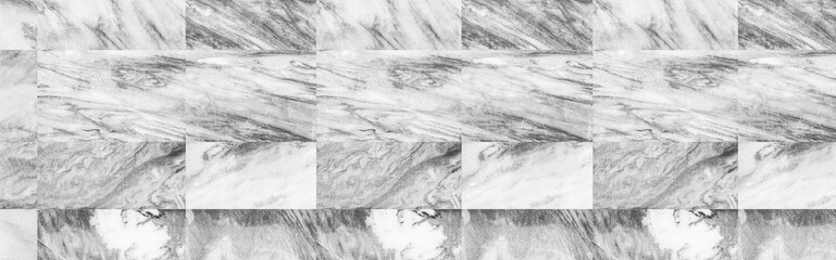 Fototapeta premium Panorama of White marble tile floor texture and bckground seamless