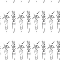 Seamless pattern with carrot. Doodle sketch