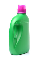 Plastic detergent container on white background