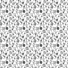 seamless pattern with business set icons. Doodle vector with business icons on white background.Vintage business icons,sweet elements background for your project