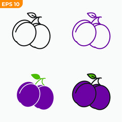 plum fruits icon symbol template for graphic and web design collection logo vector illustration
