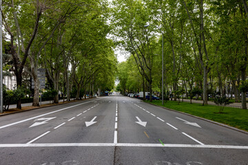 Green city streets in Madrid Spain