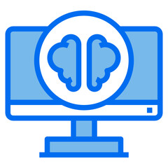 computer blue line icon