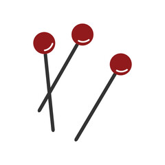 Red push pin vector illustration. Attach buttons on needles