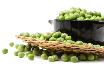 Fresh peas isolated on white background 