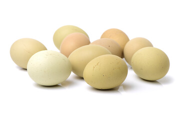 Duck eggs on white background