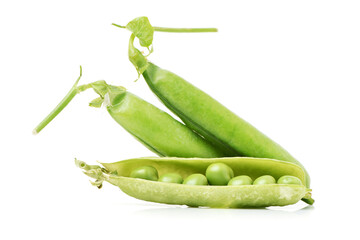 Fresh peas isolated on white background 
