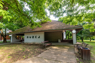 Zobnatica, Serbia - June 06, 2021: Zobnatica complex known for its famous horse stable, castle, hotel, restaurant and museum.