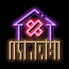 enclosed non-residential building neon light sign vector. Glowing bright icon enclosed non-residential building sign. transparent symbol illustration