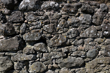 Ancient Stone Castle Wall Close Up View
