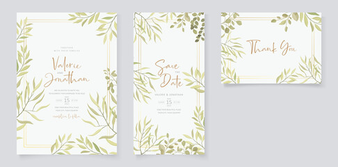 Wedding invitation design with leaf ornament background