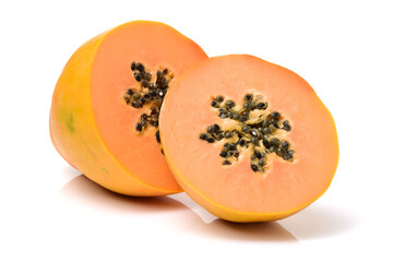 Papaya fruit isolated on a white background
