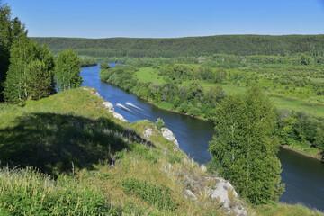 Obraz na płótnie Canvas Panorama of the Sylva River from the top of Mount Grekhovskaya