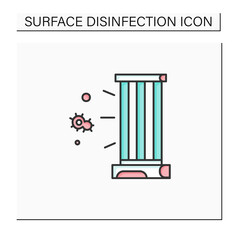 UV lamp color icon. Antibacterial light UVC sterilizer linear pictogram. Concept of plant growing, air and surfaces sterilization and corona virus safety in pubic areas. Isolated vector illustration