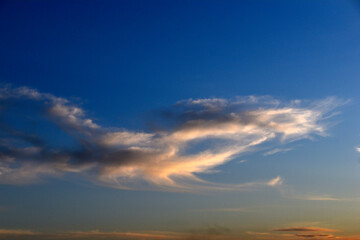 Sunset sky with clouds in the evening in summer