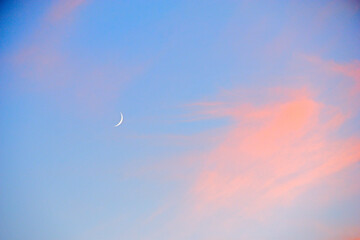 Sunset sky with clouds in the evening in summer
