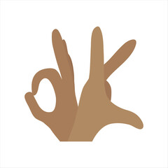 Obraz premium The ok symbol from the fingers. Show the sign of consent with your hands. A gesture of communication. Vector illustration.
