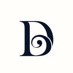DB monogram logo.Typographic signature icon.Letter d and letter b.Lettering sign isolated on light background.Alphabet initials.Elegant, luxury, beauty, fashion style.Decorative swirl. - obrazy, fototapety, plakaty