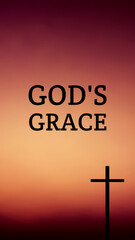 God's grace bible words with jesus cross symbol on colorful background. christian faith