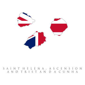 Tristan da Cunha The Travel Destination logo - Vector travel company logo design . Vector Saint Helena, Ascension and Tristan da Cunha map silhouette, painted in colors of a national flag