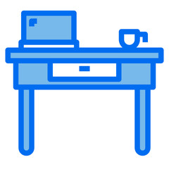 working table blue line icon