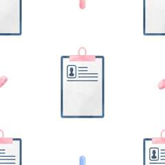 Watercolor seamless pattern medical card health medical cliparts, healthcare clipart, medical illustration, doctor cliparts, quarantine clipart,