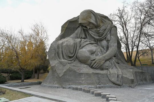 Mourning mother sculpture at the memorial complex commemorating the Battle of Stalingrad at the Mamayev Hill.