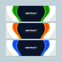 Fototapeta premium Illustration set vector of abstract background in green, orange, and blue color. Good to use for banner, social media template, poster and flyer template, etc.