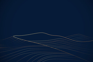 Luxury gold mountain lines on navy blue background. Vector illustration
