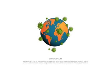 Globe World Planet with Virus Pandemic Logo Design Vector