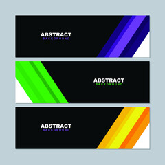 Illustration set vector of abstract background in orange yellow, green, and violet color. Good to use for banner, social media template, poster and flyer template, etc.