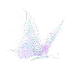 Beautiful butterfly of blotches and splashes on isolated white background. Watercolor illustration for designers, typography, book publishers, posters, printing industry, for printing on T-shirts.
