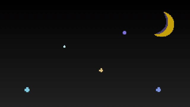 シンプルでかわいい8bitゲーム風の夜空のアニメーション